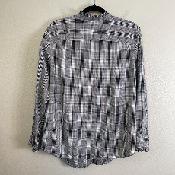 Lauren Ralph Lauren Womens Plus 1X Plaid Button Up Shirt Ruffle Collar Blouse - Picture 10 of 12